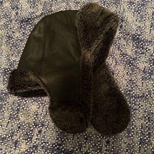 Black Faux Fur Trapper Hat